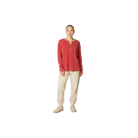 Bibi Women’s Henley Top Medium Waffle Knit Burnt Orange - Picture 1 of 6